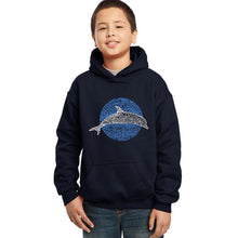 Load image into Gallery viewer, Species of Dolphin - Boy&#39;s Word Art Hooded Sweatshirt