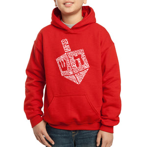 Hanukkah Dreidel - Boy's Word Art Hooded Sweatshirt
