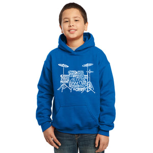 LA Pop Art Boy's Word Art Hooded Sweatshirt - Drums