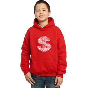 Dollar Sign - Boy's Word Art Hooded Sweatshirt
