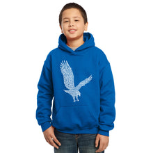 Load image into Gallery viewer, LA Pop Art Boy&#39;s Word Art Hooded Sweatshirt - Eagle