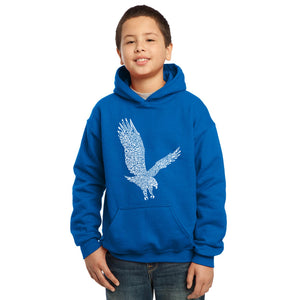 LA Pop Art Boy's Word Art Hooded Sweatshirt - Eagle