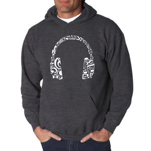 Music Note Headphones - Men's Word Art Hooded Sweatshirt
