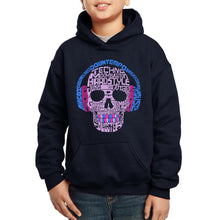 Load image into Gallery viewer, LA Pop Art Boy&#39;s Word Art Hooded Sweatshirt - Styles of EDM Music