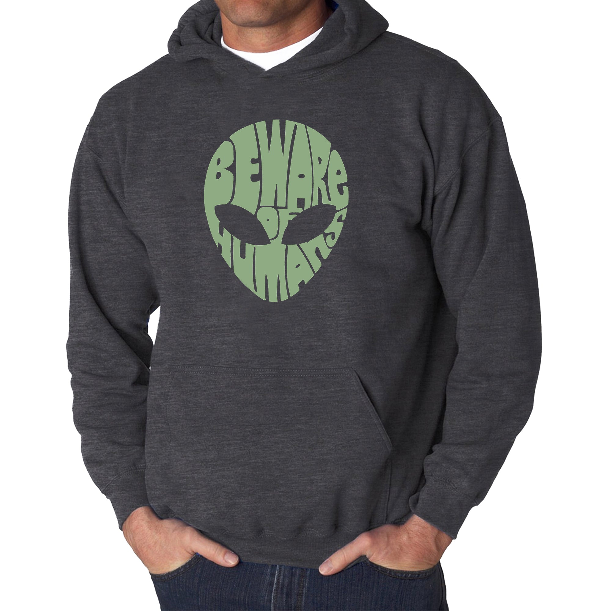 Load image into Gallery viewer, Beware of Humans - Men's Word Art Hooded Sweatshirt