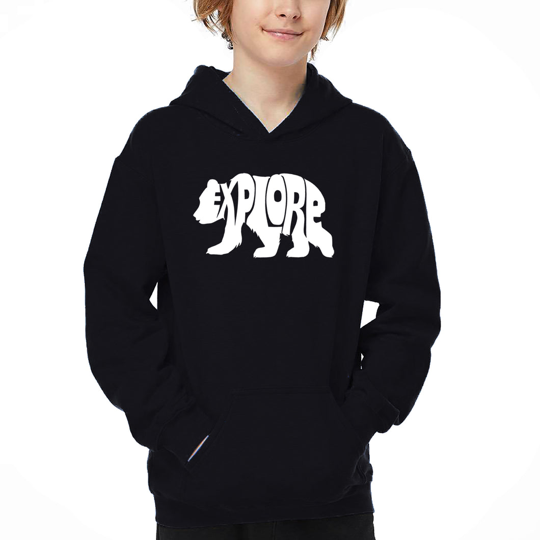 Explore - Boy's Word Art Hooded Sweatshirt