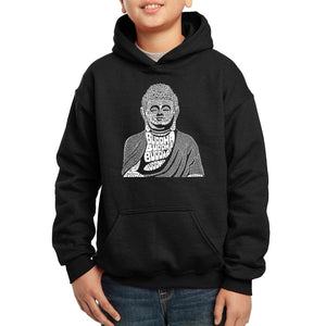 LA Pop Art Boy's Word Art Hooded Sweatshirt - Buddha