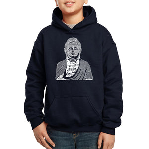 LA Pop Art Boy's Word Art Hooded Sweatshirt - Buddha