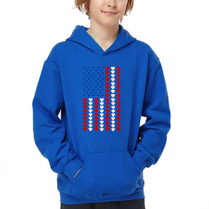 Heart Flag - Boy's Word Art Hooded Sweatshirt