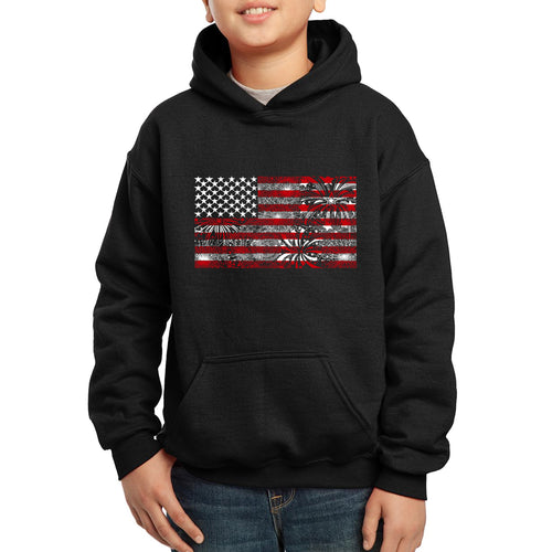 Boy's Word Art Hooded Sweatshirt - Fireworks American Flag