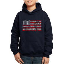 Load image into Gallery viewer, Boy&#39;s Word Art Hooded Sweatshirt - Fireworks American Flag