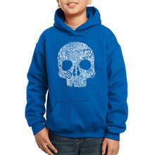 Load image into Gallery viewer, Flower Skull  - Boy&#39;s Word Art Hooded Sweatshirt