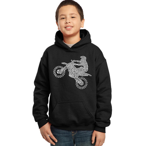 LA Pop Art Boy's Word Art Hooded Sweatshirt - Freestyle Motocross - FMX