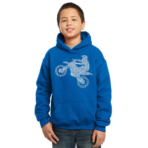 LA Pop Art Boy's Word Art Hooded Sweatshirt - Freestyle Motocross - FMX