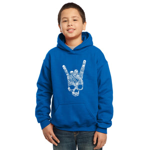 LA Pop Art Boy's Word Art Hooded Sweatshirt - Heavy Metal Genres