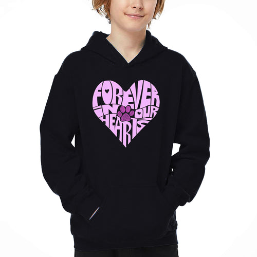Forever In Our Hearts - Boy's Word Art Hooded Sweatshirt