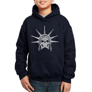 Freedom Skull  - Boy's Word Art Hooded Sweatshirt