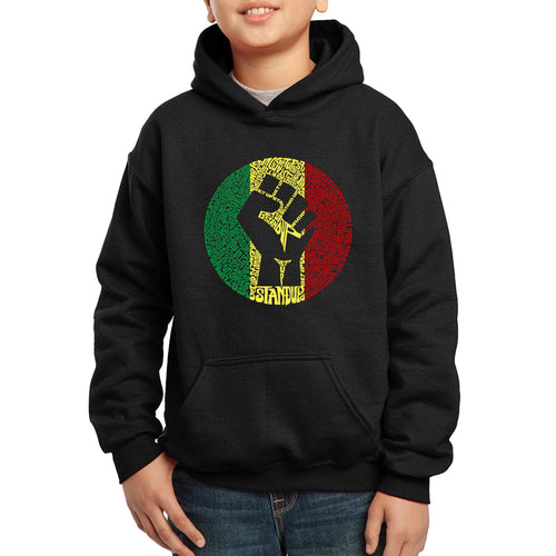 LA Pop Art Boy's Word Art Hooded Sweatshirt - Get Up Stand Up