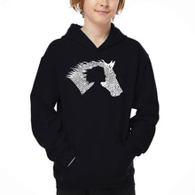 Load image into Gallery viewer, Girl Horse - Boy&#39;s Word Art Hooded Sweatshirt