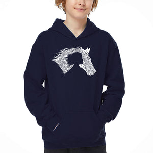 Girl Horse - Boy's Word Art Hooded Sweatshirt