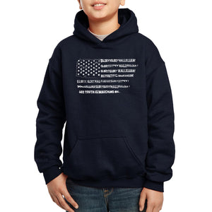 LA Pop Art Boy's Word Art Hooded Sweatshirt - Glory Hallelujah Flag