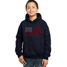 Load image into Gallery viewer, LA Pop Art Boy&#39;s Word Art Hooded Sweatshirt - God Bless America