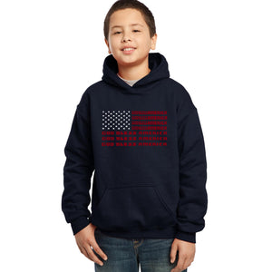 LA Pop Art Boy's Word Art Hooded Sweatshirt - God Bless America