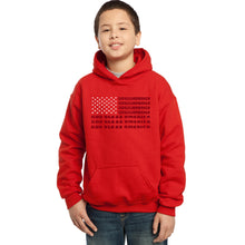 Load image into Gallery viewer, LA Pop Art Boy&#39;s Word Art Hooded Sweatshirt - God Bless America