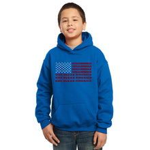 Load image into Gallery viewer, LA Pop Art Boy&#39;s Word Art Hooded Sweatshirt - God Bless America