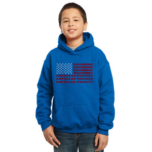 LA Pop Art Boy's Word Art Hooded Sweatshirt - God Bless America