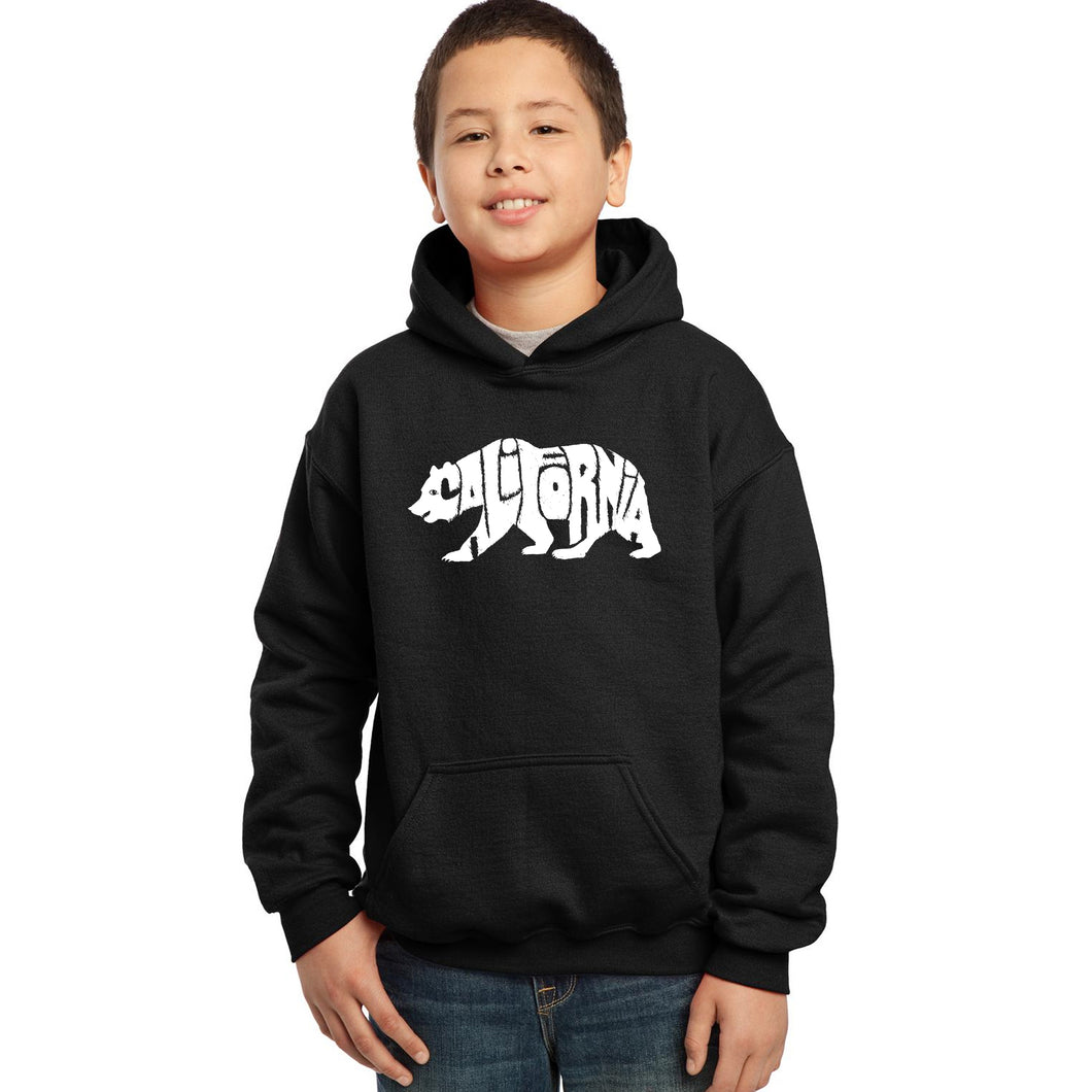 LA Pop Art Boy's Word Art Hooded Sweatshirt - California Bear