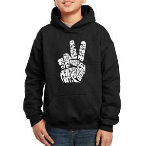 LA Pop Art Boy's Word Art Hooded Sweatshirt - Peace Out