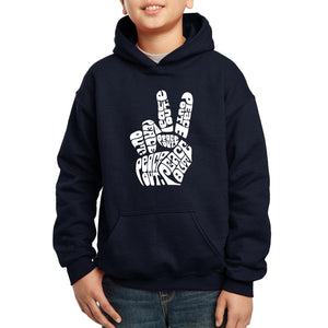 LA Pop Art Boy's Word Art Hooded Sweatshirt - Peace Out