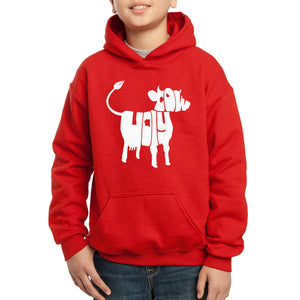 LA Pop Art Boy's Word Art Hooded Sweatshirt - Holy Cow
