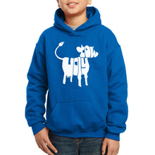 Load image into Gallery viewer, LA Pop Art Boy&#39;s Word Art Hooded Sweatshirt - Holy Cow