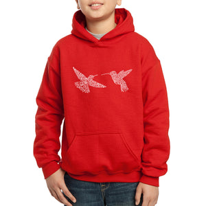 Hummingbirds - Boy's Word Art Hooded Sweatshirt