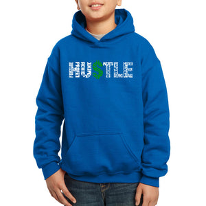 LA Pop Art Boy's Word Art Hooded Sweatshirt - Hustle