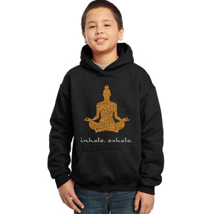 LA Pop Art Boy's Word Art Hooded Sweatshirt - Inhale Exhale