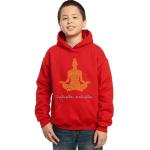 LA Pop Art Boy's Word Art Hooded Sweatshirt - Inhale Exhale