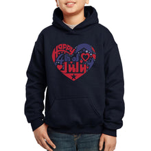 Load image into Gallery viewer, Boy&#39;s Word Art Hooded Sweatshirt - July 4th Heart