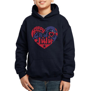 Boy's Word Art Hooded Sweatshirt - July 4th Heart
