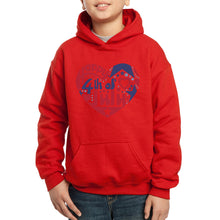 Load image into Gallery viewer, Boy&#39;s Word Art Hooded Sweatshirt - July 4th Heart