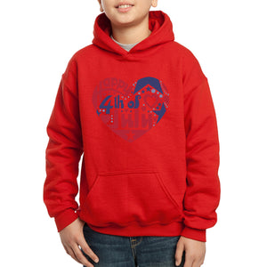 Boy's Word Art Hooded Sweatshirt - July 4th Heart