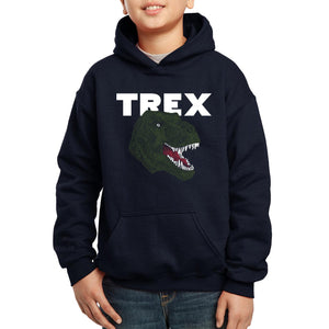 LA Pop Art Boy's Word Art Hooded Sweatshirt - T-Rex Head