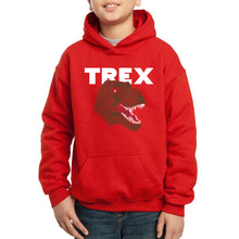Load image into Gallery viewer, LA Pop Art Boy&#39;s Word Art Hooded Sweatshirt - T-Rex Head
