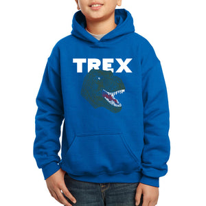 LA Pop Art Boy's Word Art Hooded Sweatshirt - T-Rex Head