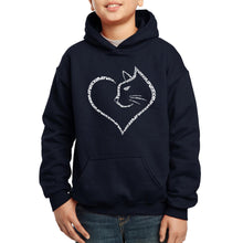 Load image into Gallery viewer, Cat Heart - Boy&#39;s Word Art Hooded Sweatshirt