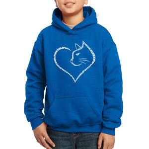 Cat Heart - Boy's Word Art Hooded Sweatshirt