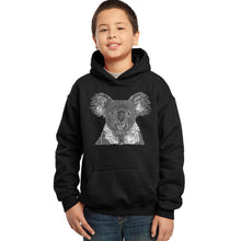 Load image into Gallery viewer, LA Pop Art Boy&#39;s Word Art Hooded Sweatshirt - Koala