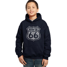 Load image into Gallery viewer, Get Your Kicks on Route 66 - Boy&#39;s Word Art Hooded Sweatshirt